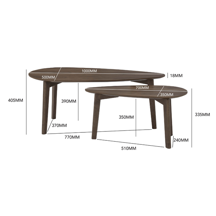 Roma Coffee Table Set of 2 - Walnut