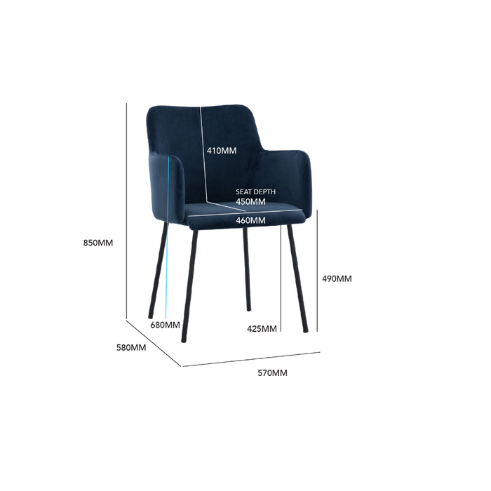 Atlas Arm Chair - Navy