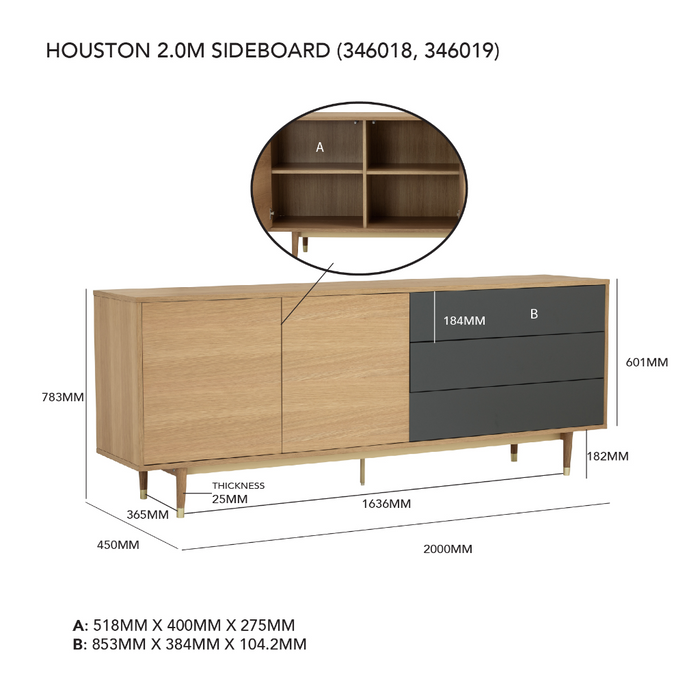 Hugo Sideboard 2M - Oak